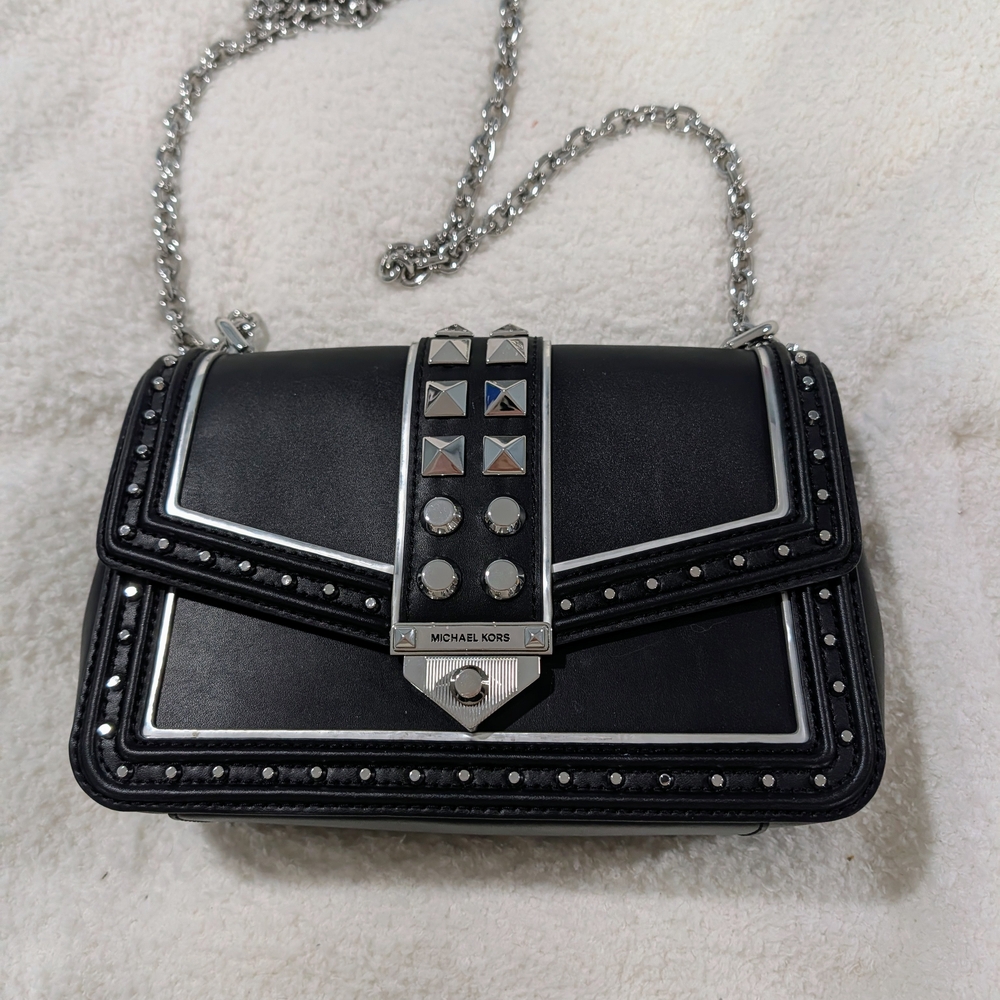 Michael Kors Studded Leather Crossbody / Shoulder Bag Black | Gently Used